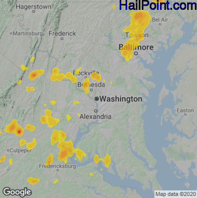 Hail Map for Washington, DC Region on July 22, 2020