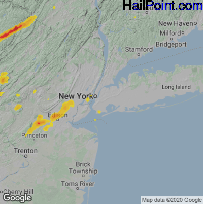 Hail Map for New York, NY Region on July 22, 2020