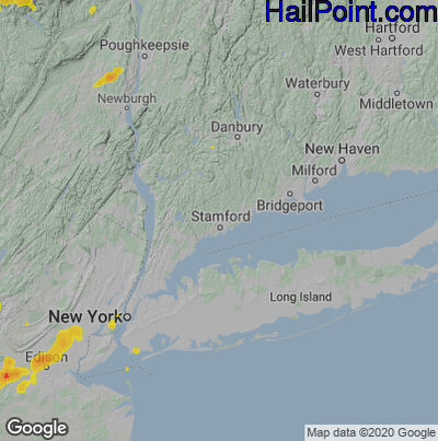 Hail Map for Stamford, CT Region on July 22, 2020