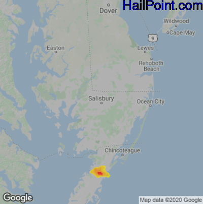 Hail Map for Salisbury., MD Region on July 23, 2020