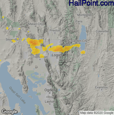 Hail Map for Logan, UT Region on July 28, 2020