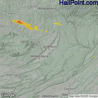 Hail Map for Scranton, PA Region on July 30, 2020 