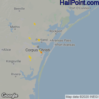Hail Map for Corpus Christi, TX Region on August 1, 2020
