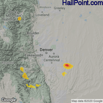 Hail Map for Denver, CO Region on August 3, 2020