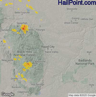 Hail Map for Rapid City, SD Region on August 4, 2020