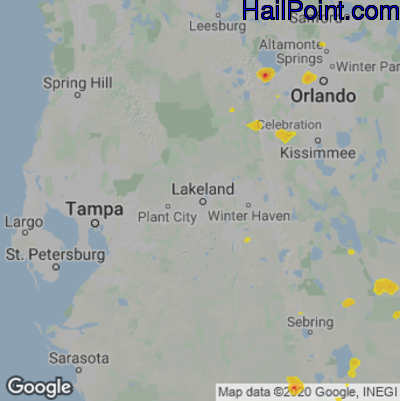 Hail Map for Lakeland, FL Region on August 4, 2020