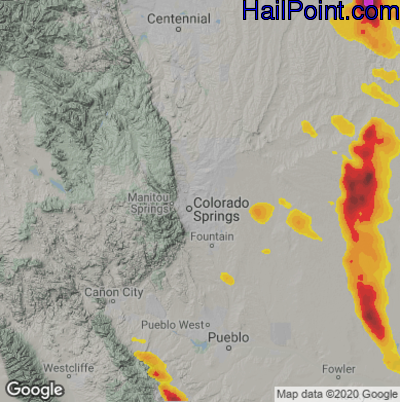 Hail Map for Colorado Springs, CO Region on August 4, 2020