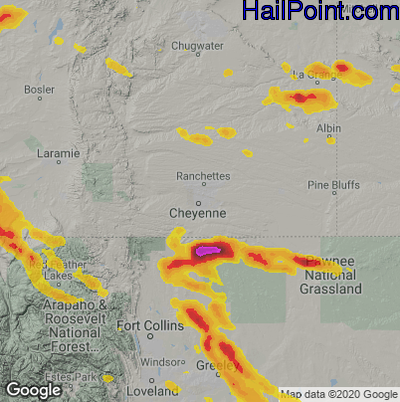 Hail Map for Cheyenne, WY Region on August 4, 2020
