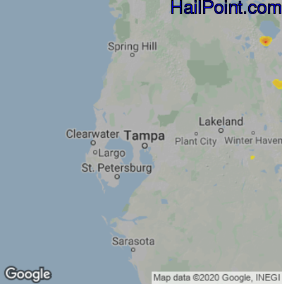 Hail Map for Tampa, FL Region on August 4, 2020