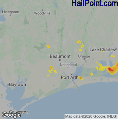 Hail Map for Beaumont, TX Region on August 4, 2020
