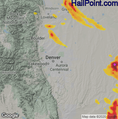 Hail Map for Denver, CO Region on August 4, 2020