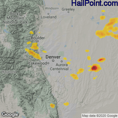 Hail Map for Denver, CO Region on August 5, 2020 