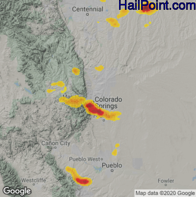 Hail Map for Colorado Springs, CO Region on August 5, 2020 