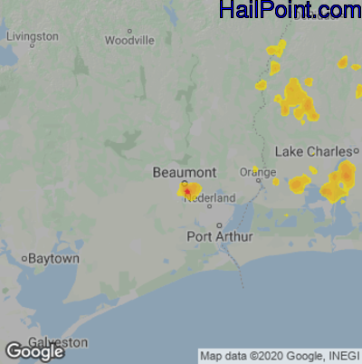 Hail Map for Beaumont, TX Region on August 5, 2020