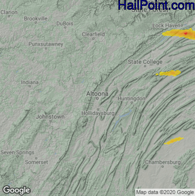 Hail Map for Altoona, PA Region on August 7, 2020 