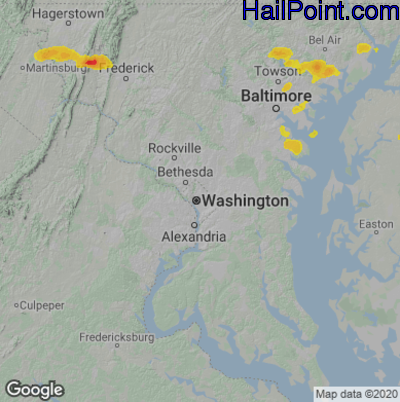 Hail Map for Washington, DC Region on August 7, 2020 