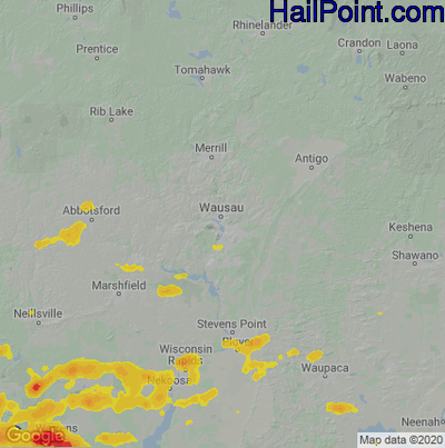 Hail Map for Wausau, WI Region on August 8, 2020