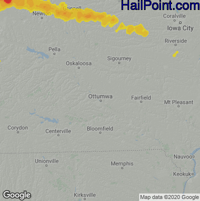 Hail Map for Ottumwa, IA Region on August 10, 2020