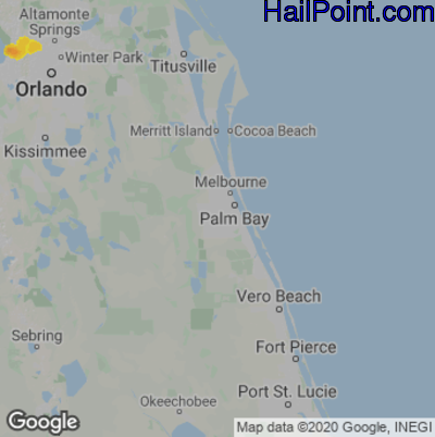 Hail Map for Palm Bay, FL Region on August 10, 2020