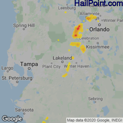 Hail Map for Lakeland, FL Region on August 10, 2020