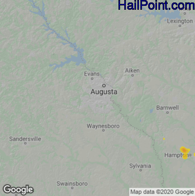 Hail Map for Augusta, GA Region on August 12, 2020