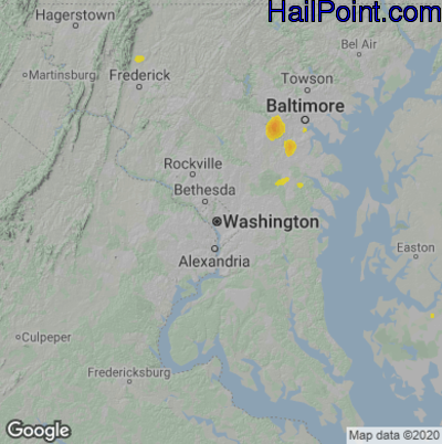 Hail Map for Washington, DC Region on August 12, 2020