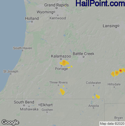 Hail Map for Kalamazoo, MI Region on August 15, 2020