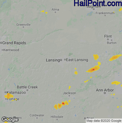 Hail Map for Lansing, MI Region on August 15, 2020