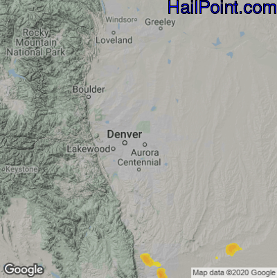 Hail Map for Denver, CO Region on August 15, 2020 