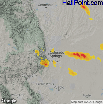 Hail Map for Colorado Springs, CO Region on August 20, 2020