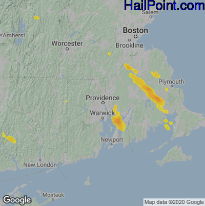 Hail Map for Providence, RI Region on August 22, 2020