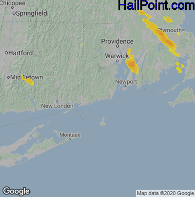 Hail Map for Charlestown, RI Region on August 22, 2020