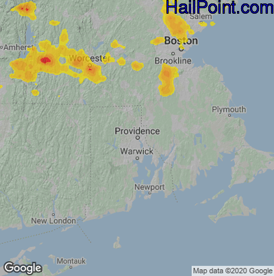 Hail Map for Providence, RI Region on August 23, 2020 
