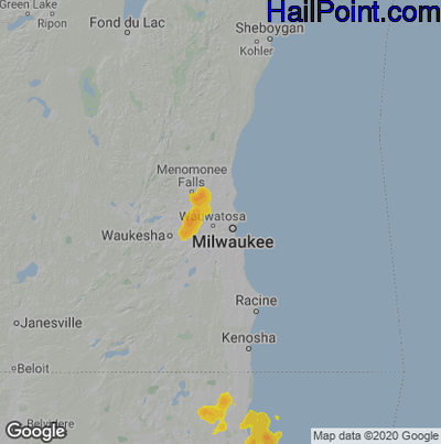 Hail Map for Milwaukee, WI Region on August 23, 2020