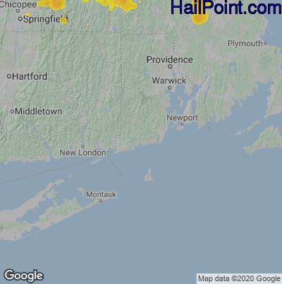 Hail Map for Charlestown, RI Region on August 23, 2020