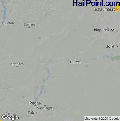 Hail Map for Peru, IL Region on August 23, 2020