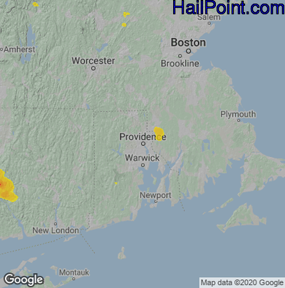 Hail Map for Providence, RI Region on August 24, 2020