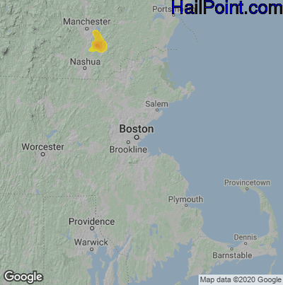 Hail Map for Boston, MA Region on August 24, 2020 
