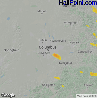 Hail Map for Columbus, OH Region on August 26, 2020