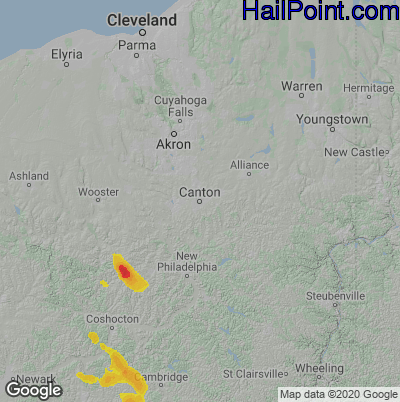 Hail Map for Canton, OH Region on August 26, 2020