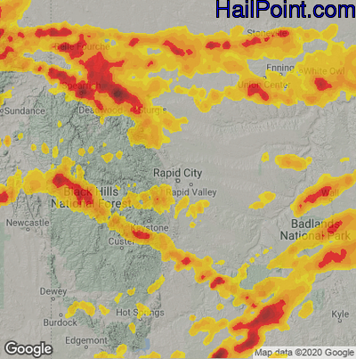 Hail Map for Rapid City, SD Region on August 26, 2020