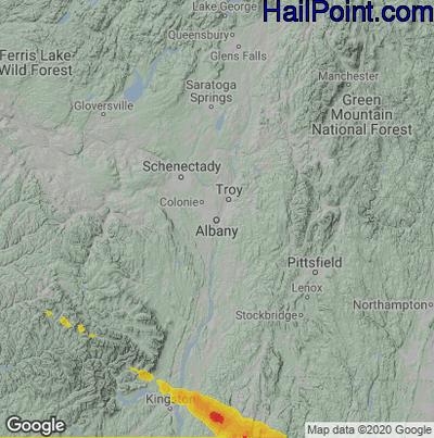 Hail Map for Albany, NY Region on August 27, 2020