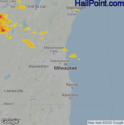 Hail Map for Milwaukee, WI Region on August 27, 2020 