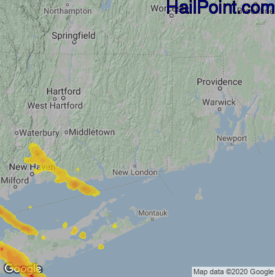 Hail Map for Norwich, CT Region on August 27, 2020