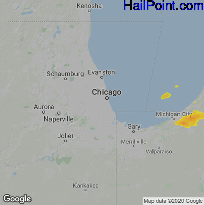 Hail Map for Chicago, IL Region on August 27, 2020