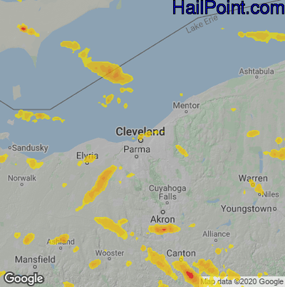 Hail Map for Cleveland, OH Region on August 27, 2020