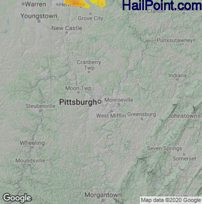 Hail Map for Pittsburgh, PA Region on August 28, 2020