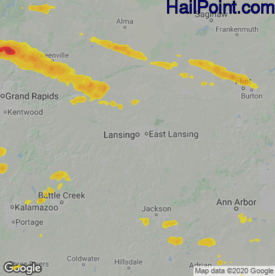 Hail Map for Lansing, MI Region on August 28, 2020