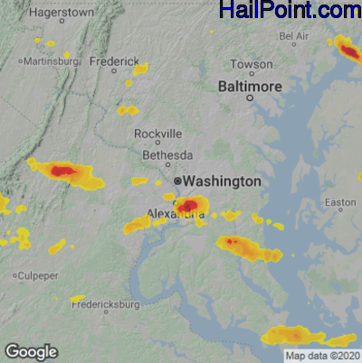 Hail Map for Washington, DC Region on August 28, 2020 