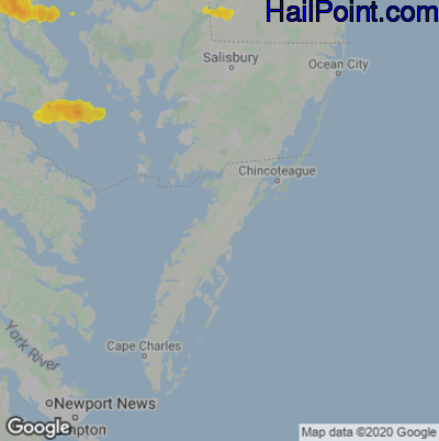 Hail Map for Parksley, DE Region on August 28, 2020